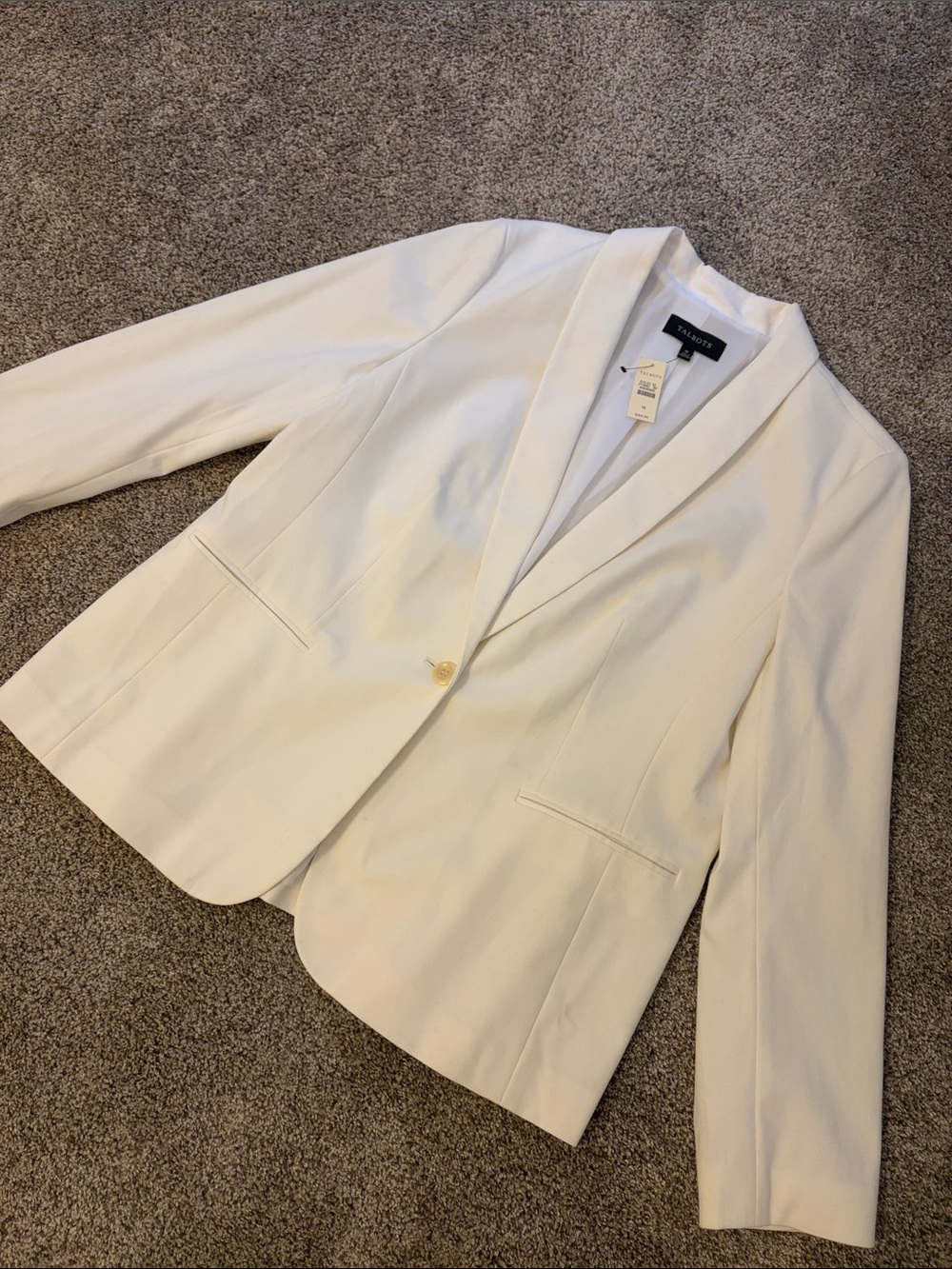 Talbots White Single-Button Shawl-Lapel Blazer